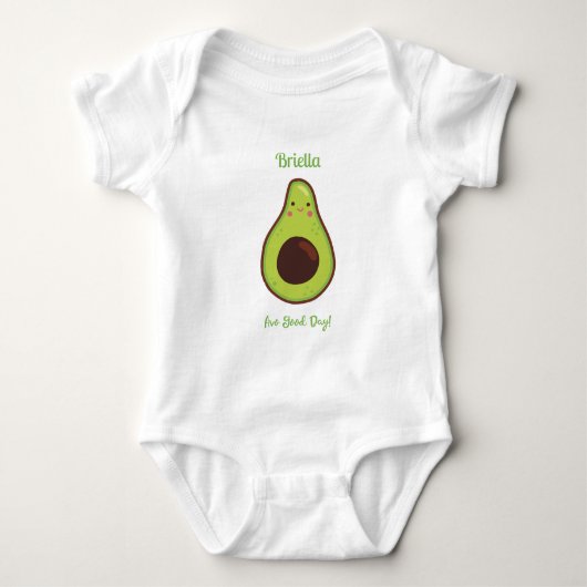 Avo Good Day Punny Avocado gepersonaliseerd Romper (Voorkant)