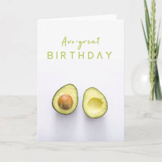 Avo Great Birthday | Avocado Modern Funny Pun Joke Kaart (Voorkant)