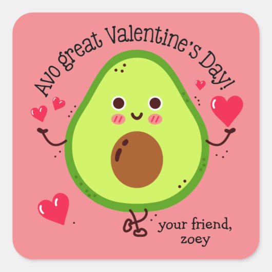 Avo Great Valentijnsdag Avocado Valentijnsdag Vierkante Sticker (Voorkant)