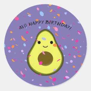 Avo Happy Birthday Grappige avocado woordspeling Ronde Sticker