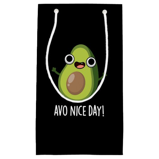 Avo Nice Day Funny Avocado Pun Dark BG Klein Cadeauzakje (Voorkant)