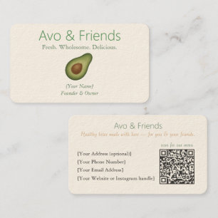Avo & Vrienden Avocado Logo Gezonde voeding - Visitekaartje