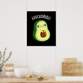 Avoc-schattig Funny Avocado Pun Dark BG Poster (Keuken)