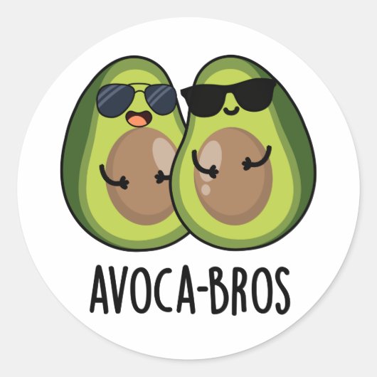 Avoca-bros Funny Avocado Pun Ronde Sticker (Voorkant)