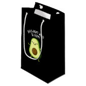 Avoca-don't Worry be Happy Avocado pun Dark BG Klein Cadeauzakje (Voorkant Gekanteld)
