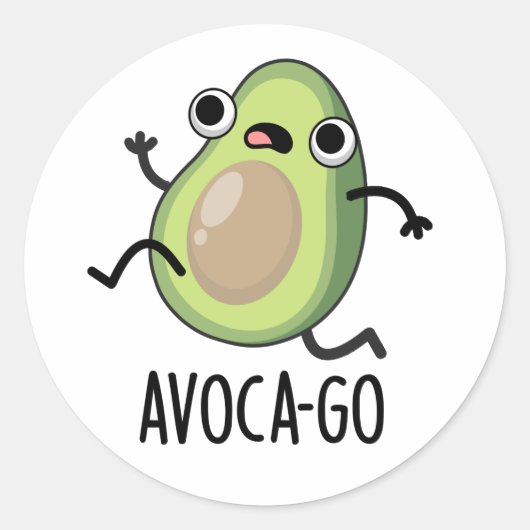 Avoca-go Grappige avocado woordspeling Ronde Sticker (Voorkant)