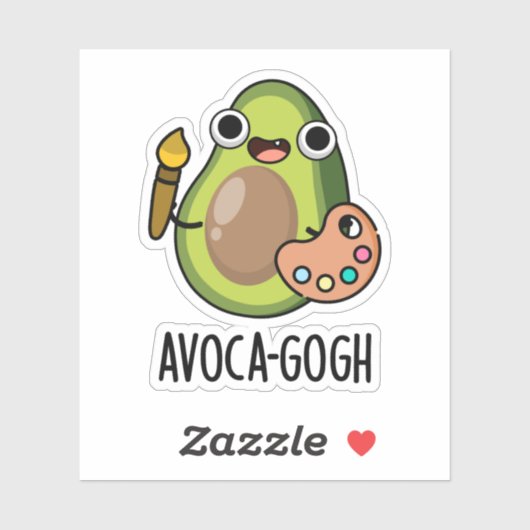 Avoca-gogh Funny Avocado Artist Pun Sticker (Vel)
