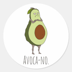 Avoca-no: Grumpy Avocado Ronde Sticker