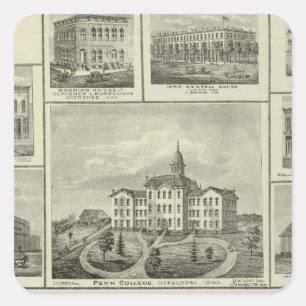 Avoca Penn College, Oskaloosa-gebouwen in Dexter Vierkante Sticker