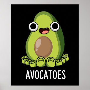 Avoca-tenen Grappige Avocado Woordgrapjes Donkere  Poster