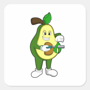 Avocado als hairdresser met Razor Vierkante Sticker