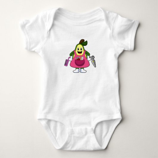 Avocado als kapper met schaar en kam romper (Voorkant)
