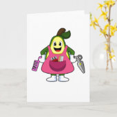 Avocado als kapper met schaar & kam kaart (Gele Bloem)