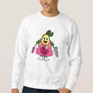 Avocado als kapper met schaar & kam trui