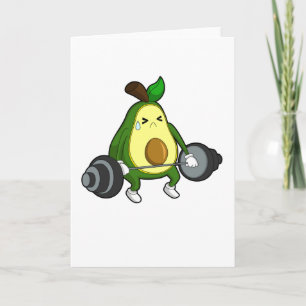 Avocado bij fitness met halter kaart