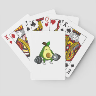 Avocado bij fitness met halter pokerkaarten