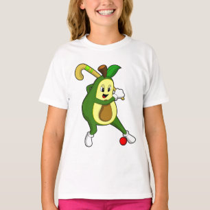 Avocado bij Hockey met Hockey bat T-shirt
