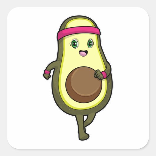 Avocado bij Jogging met hoofdband Vierkante Sticker (Voorkant)