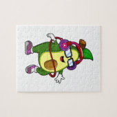 Avocado bij Muziek met Hoofdtelefoon Legpuzzel (Horizontaal)