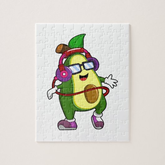 Avocado bij Muziek met Hoofdtelefoon Legpuzzel (Verticaal)