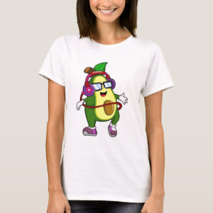 Avocado bij Muziek met Hoofdtelefoon T-shirt