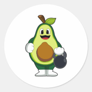 Avocado bij Sterke training met Dumbbells Ronde Sticker