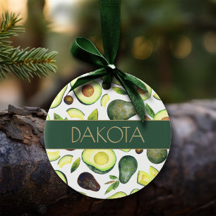 Avocado Blossom Donkergroen roestvrij fruitpatro Keramisch Ornament