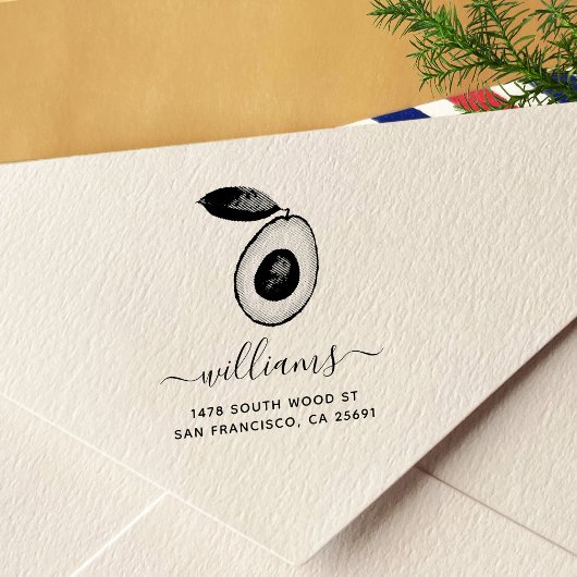 Avocado Calligraphy Return Address Zelfinktende Stempel