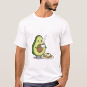 Avocado drinking coffee and eating avocado on toas t-shirt (Voorkant)