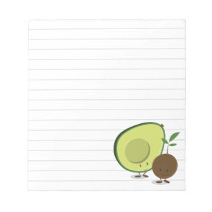 Avocado en Avocado Pit White Grey Lines Notitieblok