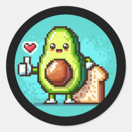 Avocado en brood duo Funny Pixel Art Food Friends Ronde Sticker