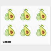 Avocado en komkommer ronde sticker (Vel)