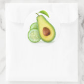 Avocado en komkommer ronde sticker (Tas)