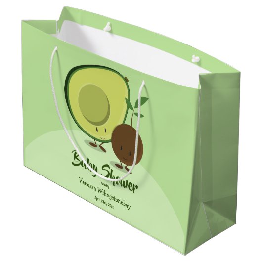 Avocado en Pit Cartoon Karakter Baby shower Groot Cadeauzakje (Achterkant Gekanteld)