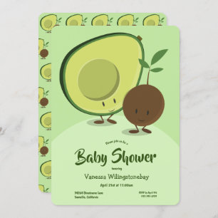 Avocado en Pit Cartoon Karakter Baby shower Kaart