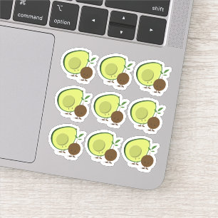 Avocado en Pit Cartoon Karakters Sticker