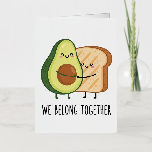 Avocado en Toast Schattigee Knuffel Illustratie me Folie Wenskaart