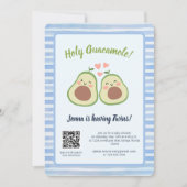 Avocado Gender Neutral QR Code Twins Baby shower Kaart (Voorkant)