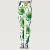 Avocado, getextureerde stempel, naadloos patroon. leggings (Voorkant)