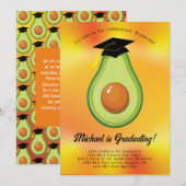 Avocado Graduation Party Invitation Fiesta Kaart (Voorkant / Achterkant)