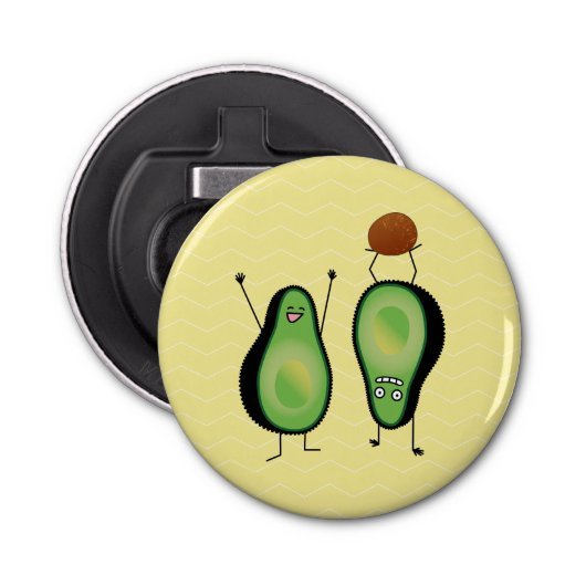 Avocado grappig gekerende handlanger button flesopener (Voorkant)
