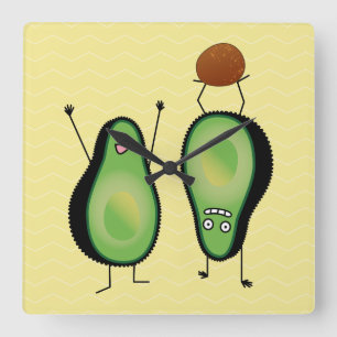 Avocado grappig gekerende handlanger vierkante klok