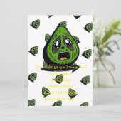 Avocado grappige gezicht uitnodiging (Staand voorkant)