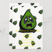 Avocado grappige gezicht uitnodiging (Voorkant / Achterkant)