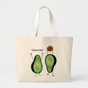 Avocado grappige handlangslang, groene put grote tote bag