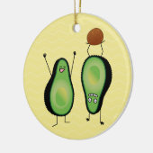 Avocado grappige handlangslang, groene put keramisch ornament (Links)