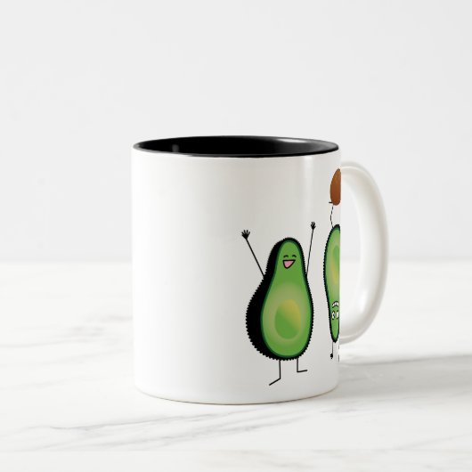 Avocado grappige handlangslang, groene put tweekleurige koffiemok (Voorkant rechts)