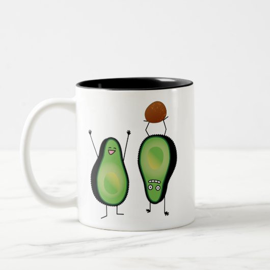 Avocado grappige handlangslang, groene put tweekleurige koffiemok (Links)