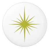 Avocado Green Atomic Starburst Mid Century Era Keramische Knop (Voorkant)