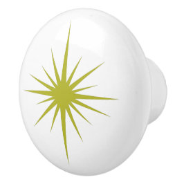 Avocado Green Atomic Starburst Mid Century Era Keramische Knop